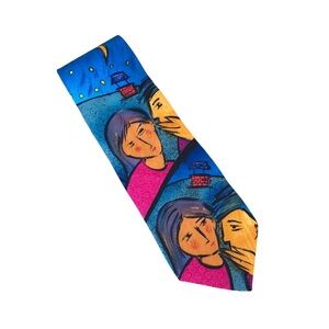 The Beatles Made USA Silk "Do You Want To Know a Secret" Blue Yellow Pink Tie